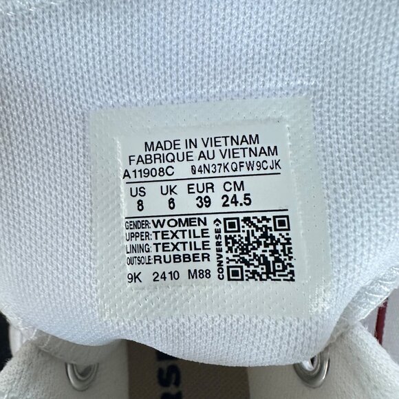 ❤️Converse Chuck Taylor Wedge Platform Sz 8 Womens Shoes Sneakers White A11908C - Picture 8 of 8